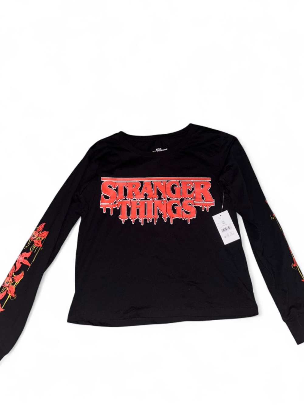 Stranger Things Black Long-Sleeve Graphic Tee for Women